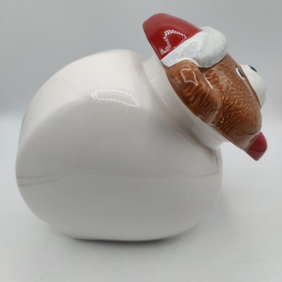 Vtg Christmas Teddy Bear Cookie Jar Ceramic 1987 Taiwan Himark Santa Hat - Picture 4 of 15